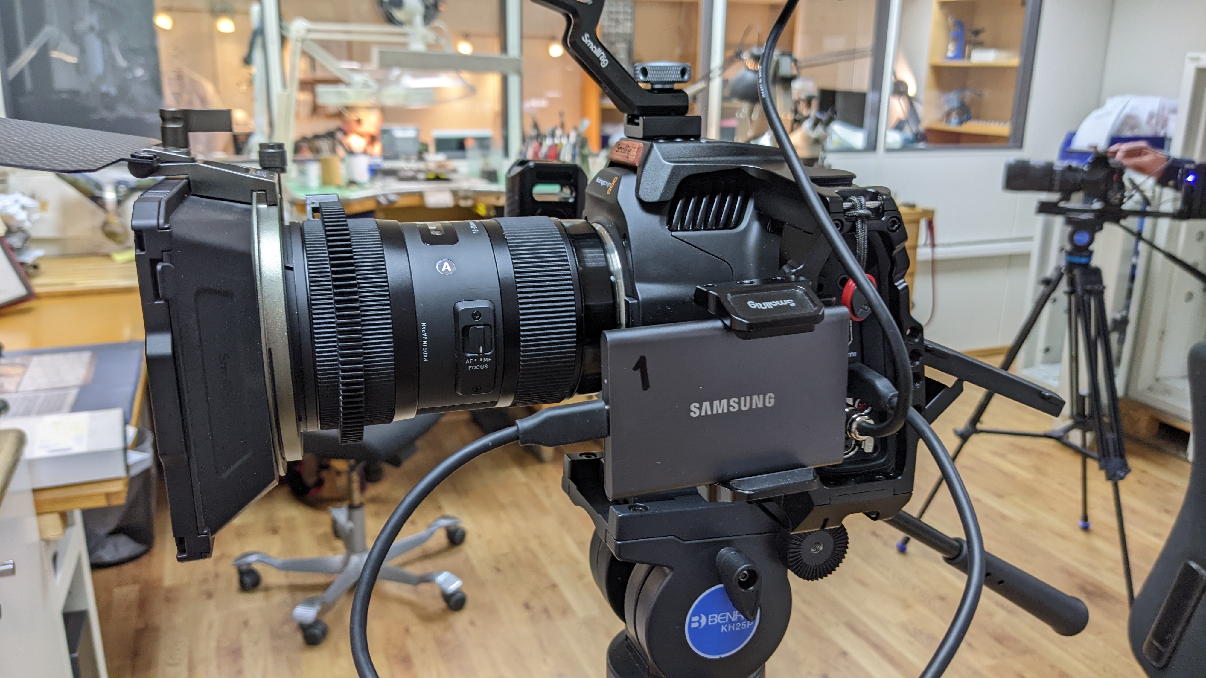 Behind the scenes filming in office environment